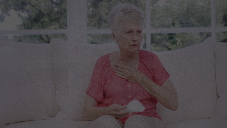 animación de fondo en movimiento sobre una mujer caucásica mayor triste