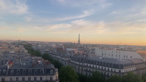 paris sunset skyline view from rooftop