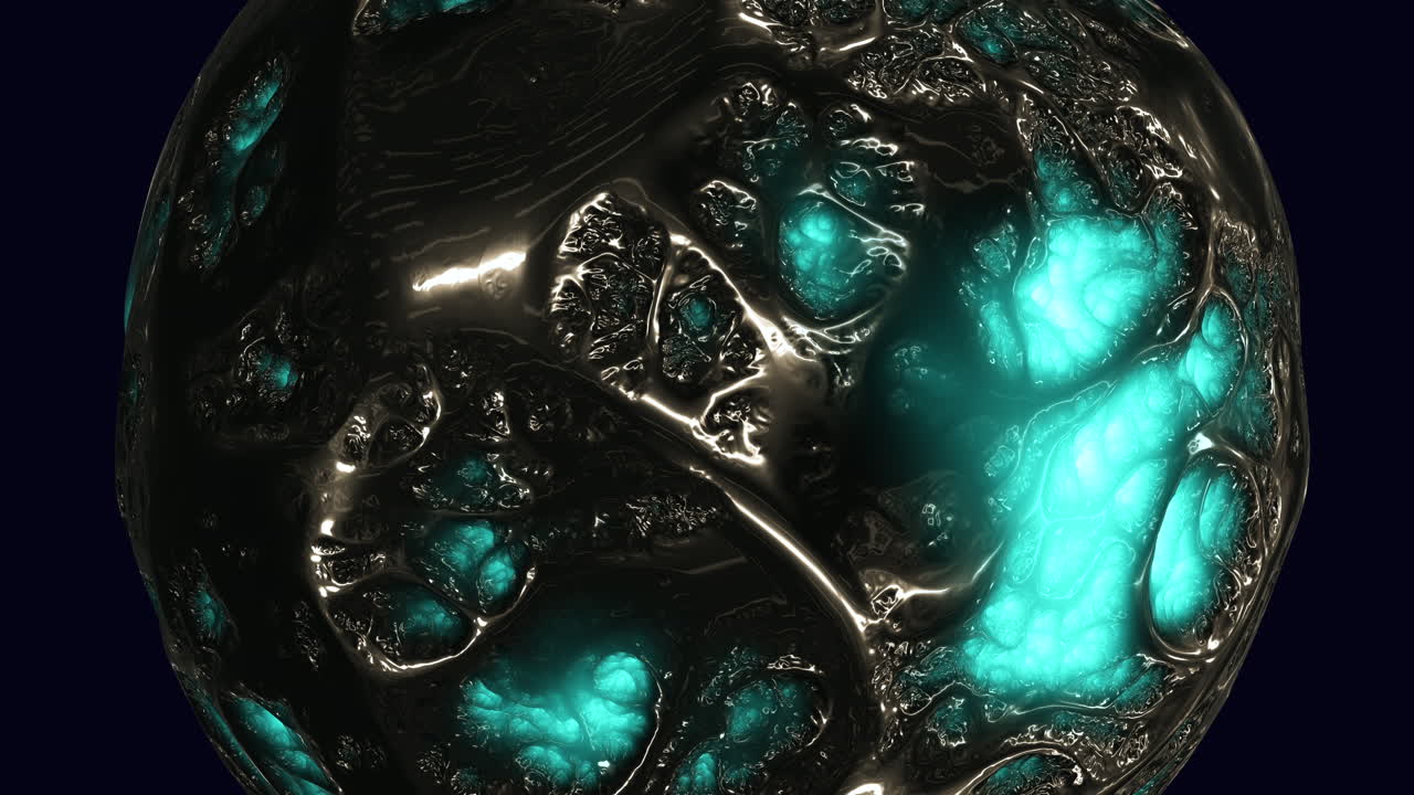 esfera de piedra azul brillante que emite luz en el modelo 3d