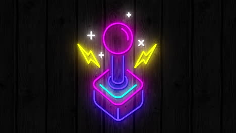 neon gaming icons on black background 4k