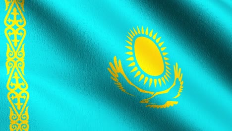 seamless loop 4k vdo. kazakhstan national flag blowing in the wind isolated. official patriotic abstract design. 3d rendering illustration of waving sign symbol.