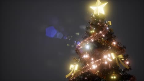 foto de estudio alegre de un árbol de navidad con luces coloridas
