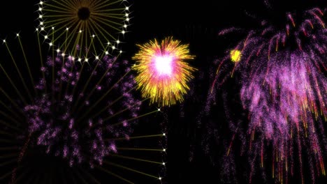 Animation-of-fireworks-on-black-background