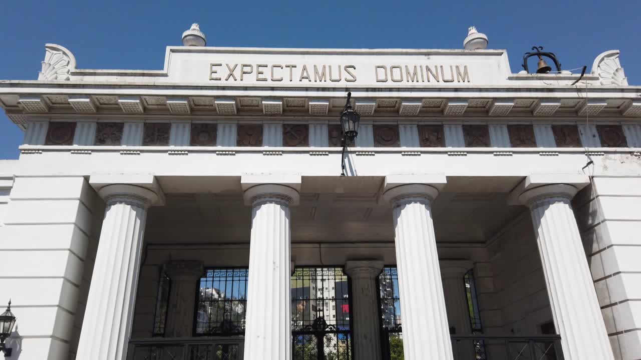 Entrance of Cemetery Building, Skyline at Buenos Aires Argentina, Recoleta