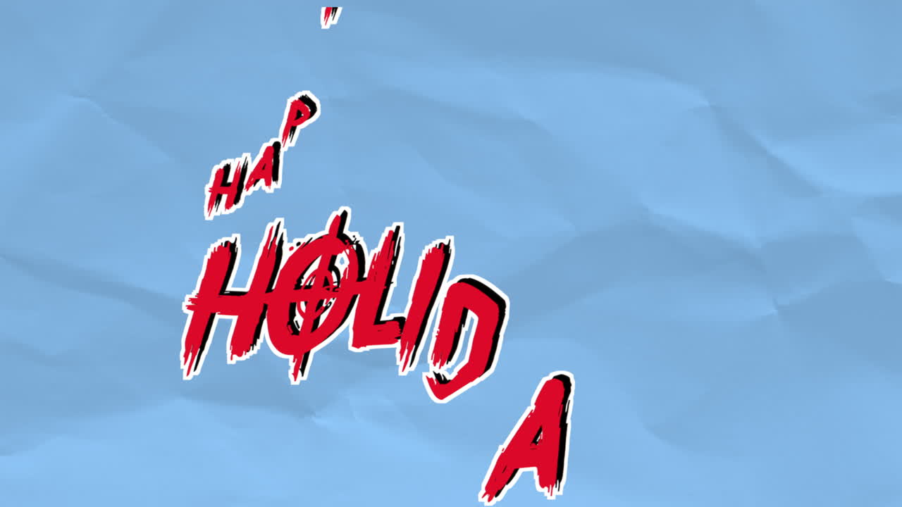 feliz día de fiesta texto en textura de papel azul