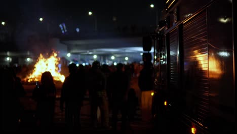 Seoul-Fire-Survice-Firemen-Controlling-Buring-Fire-of-Daljip-Nori-on-Jeongwol-Daeboreum-Festival-Day-February-5-2023-at-Night-Ganganam-in-Seoul