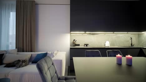 interior moderno y elegante de una cocina-salón. diseño de interiores para el hogar