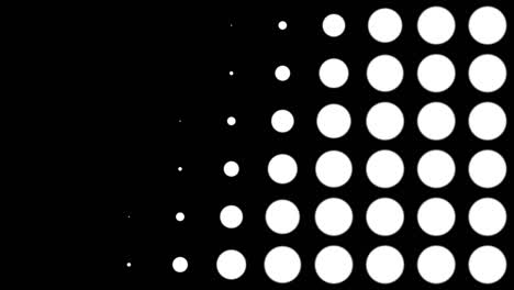 seamless halftone white dots appear and disappear in motion at black background. vintage pattern animation