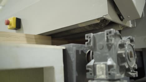 close-up of woodworking machine components