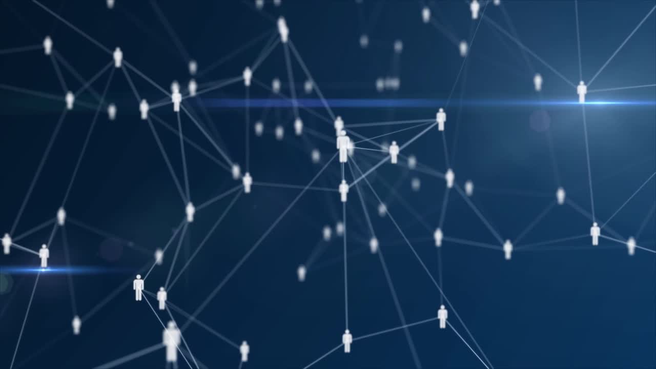 Abstract Digital Network with Connected People Icons