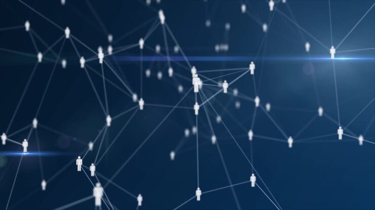 Abstract Digital Network with Connected People Icons