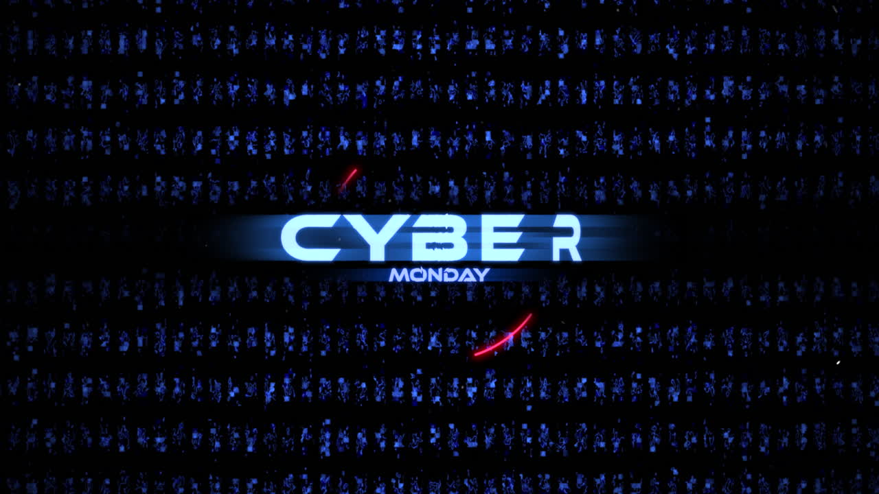 Cyber Monday on digital screen with HUD elements and circle