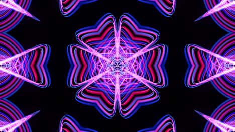 4k bg abstracto con patrón de líneas púrpuras azules brillantes. patrón como flor, estrella o mandala de líneas curvas brillantes. estructura simétrica caleidoscópica. espectáculo de láser abstracto. animación vj con líneas