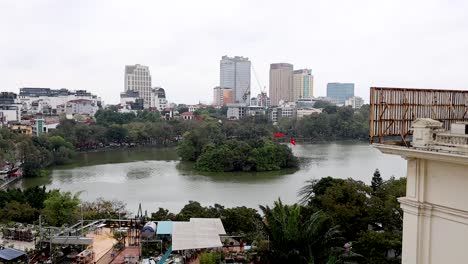 panoramic view of lake and buildings