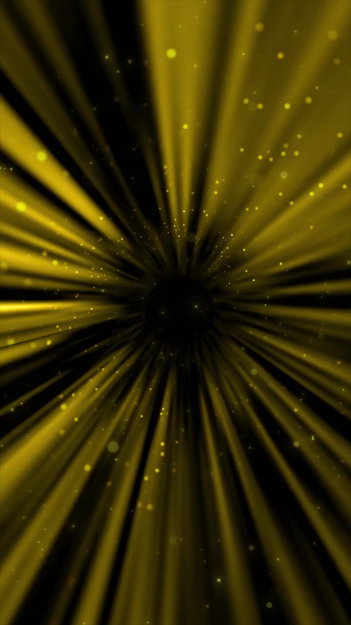 Golden radial light beam background dark central depth glowing particles dramatic rays cinematic