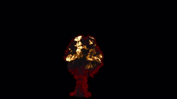 Mushroom cloud explosion on transparent background