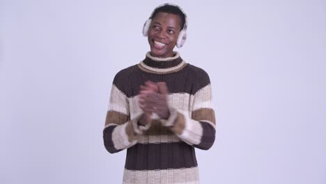 young handsome african man ready for winter