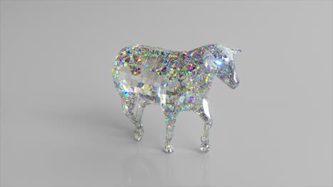 3d rendered iridescent polygonal horse