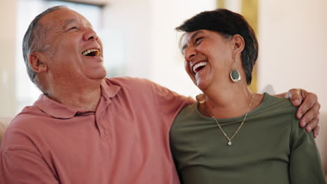 Home,-hug-and-funny-with-senior-couple