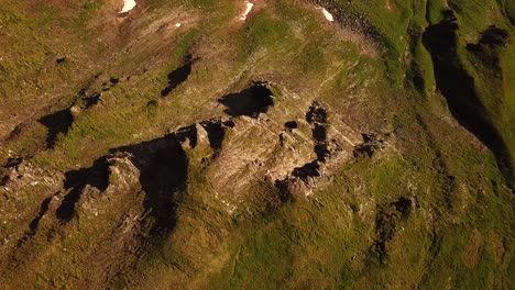 aerial top view of austrian mountains peaks and crests