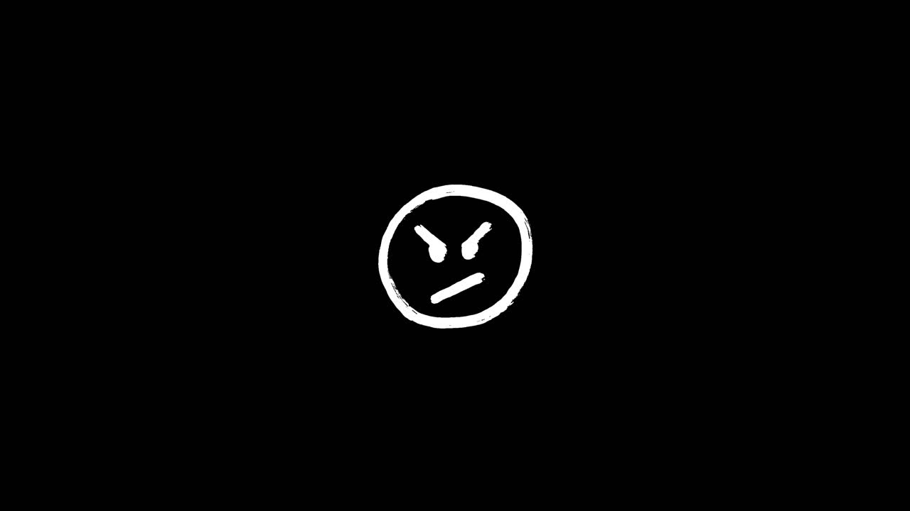 Hand-Drawn Angry Emoji Face on Black Background