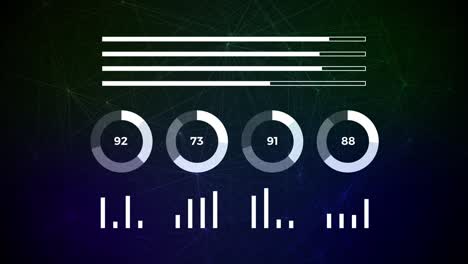 datos y estadísticas de informes, animación con diagramas gráficos.