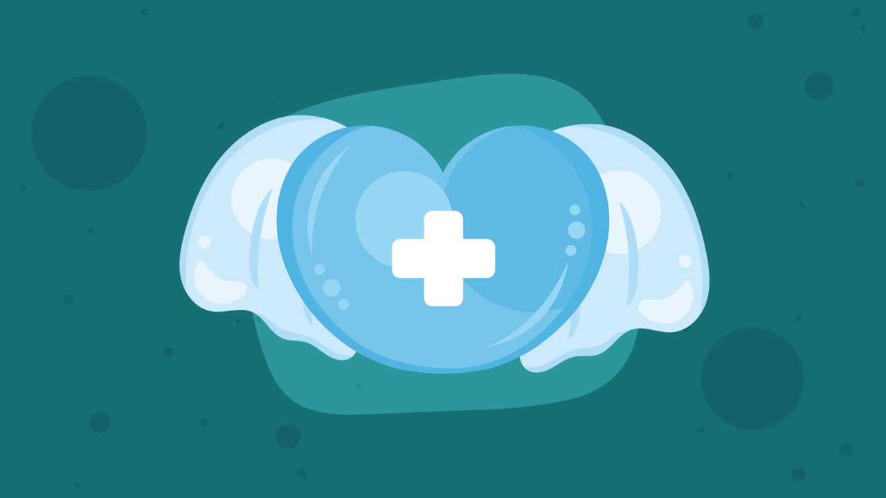 medicinsk blåt hjerte flyvende animation
