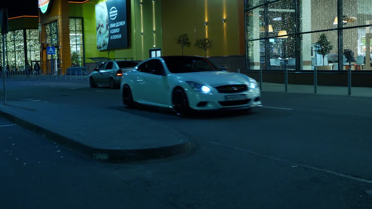 Cars on the street at night