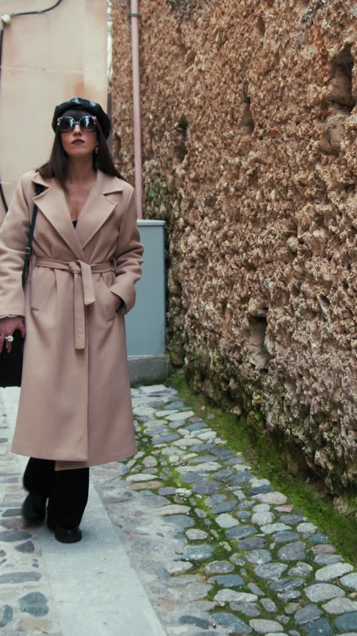 French Woman Walking In The Streets Of A Small Town In South Italy