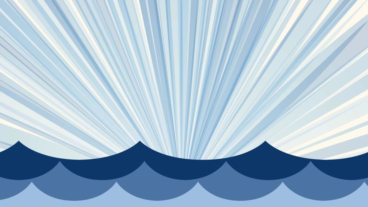 sunburst의 추상적인 디자인은 모션 배너 디자인에서 유용합니다. 애니메이션 파란색 일러스트레이션. 파도와 함께 방사형 패턴. 루프 영상