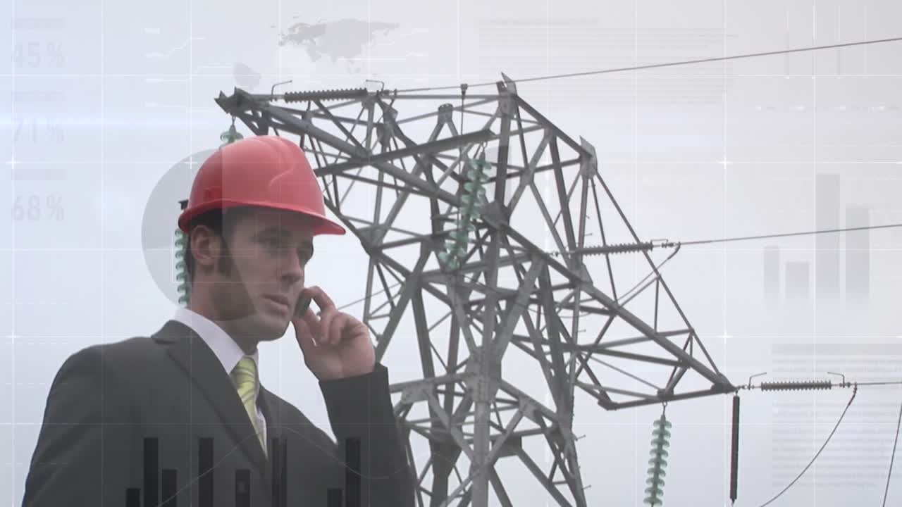 Animation of financial data processing over high voltage lines