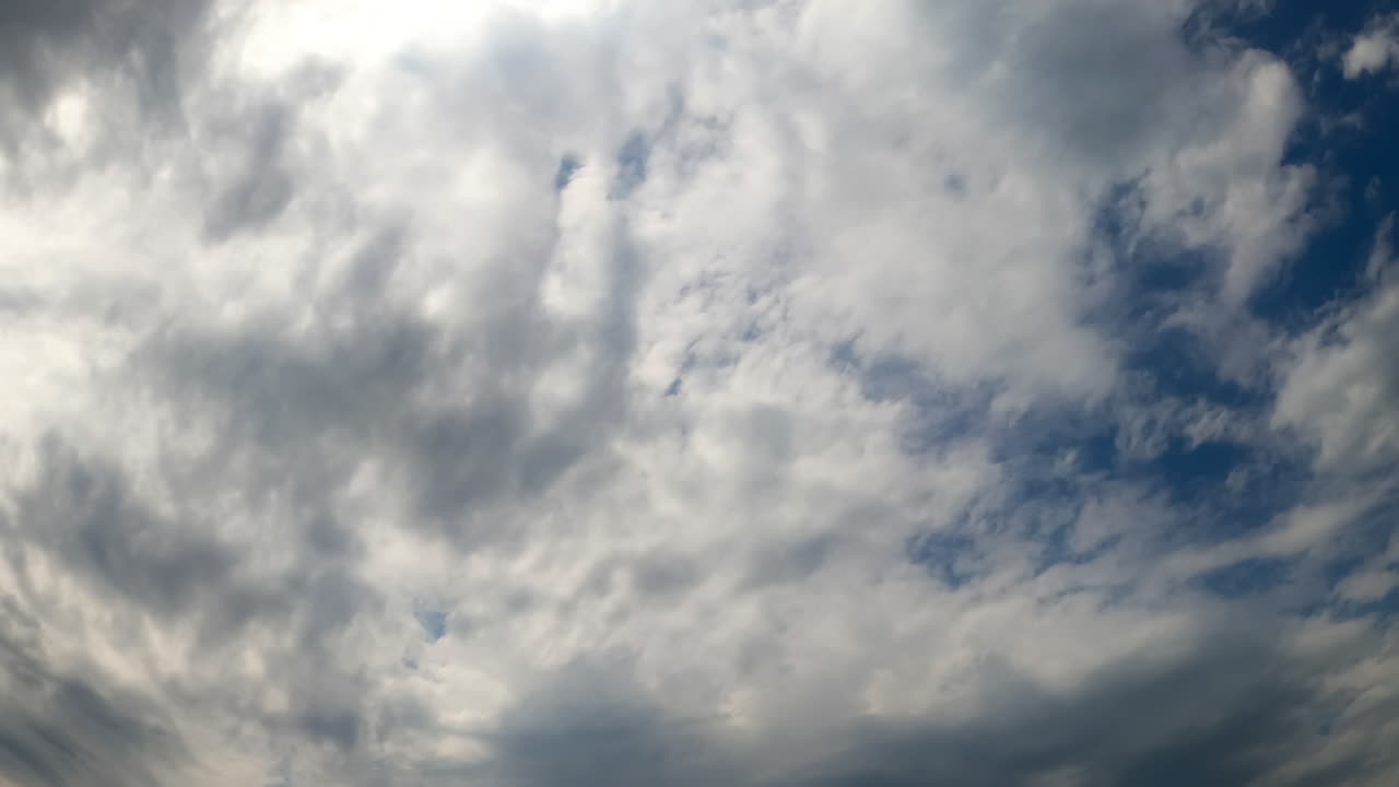 Timelapse of dynamic clouds in the sky. Clouds rapidly change shapes and formations, showcasing the beauty of nature's patterns in motion throughout the day