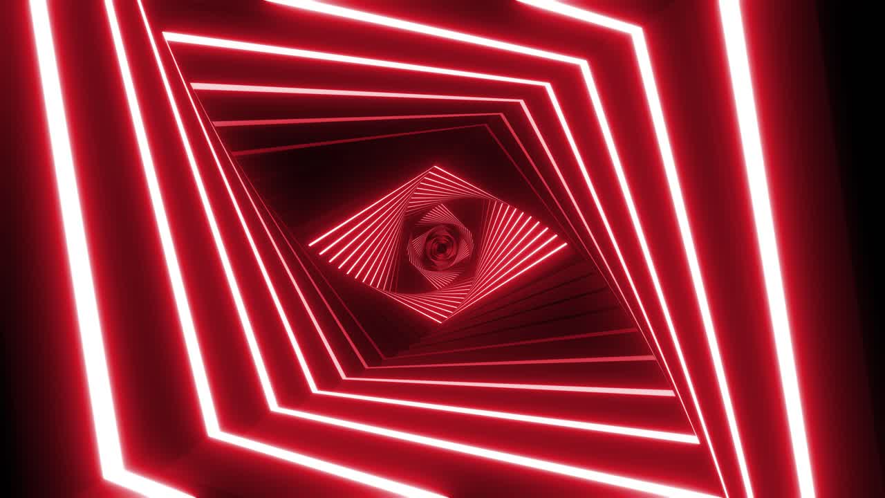 Red Neon Spiral Tunnel