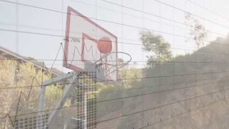 Animation-of-statistics-and-data-processing-over-basketball-hoop