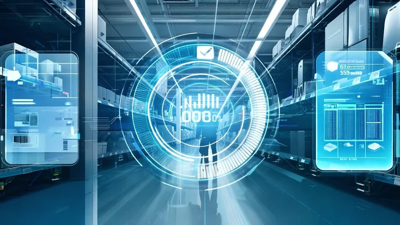 첨단 기술과 데이터 분석을 갖춘 미래의 창고