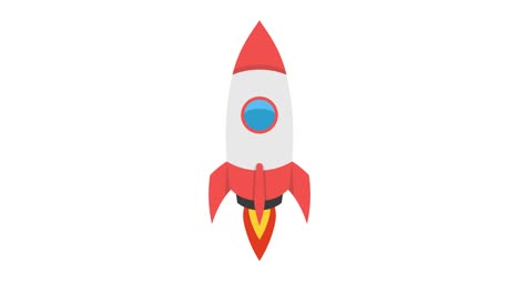 cartoon rocket ship flying up on white background. loop animation. 4k resolution.