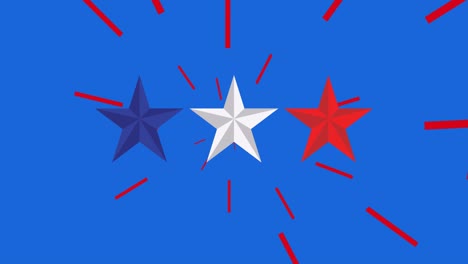 animation of stars of american flag on blue background