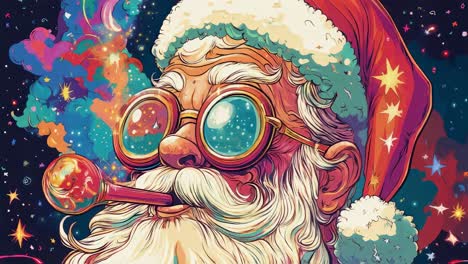 groovy santa claus in space