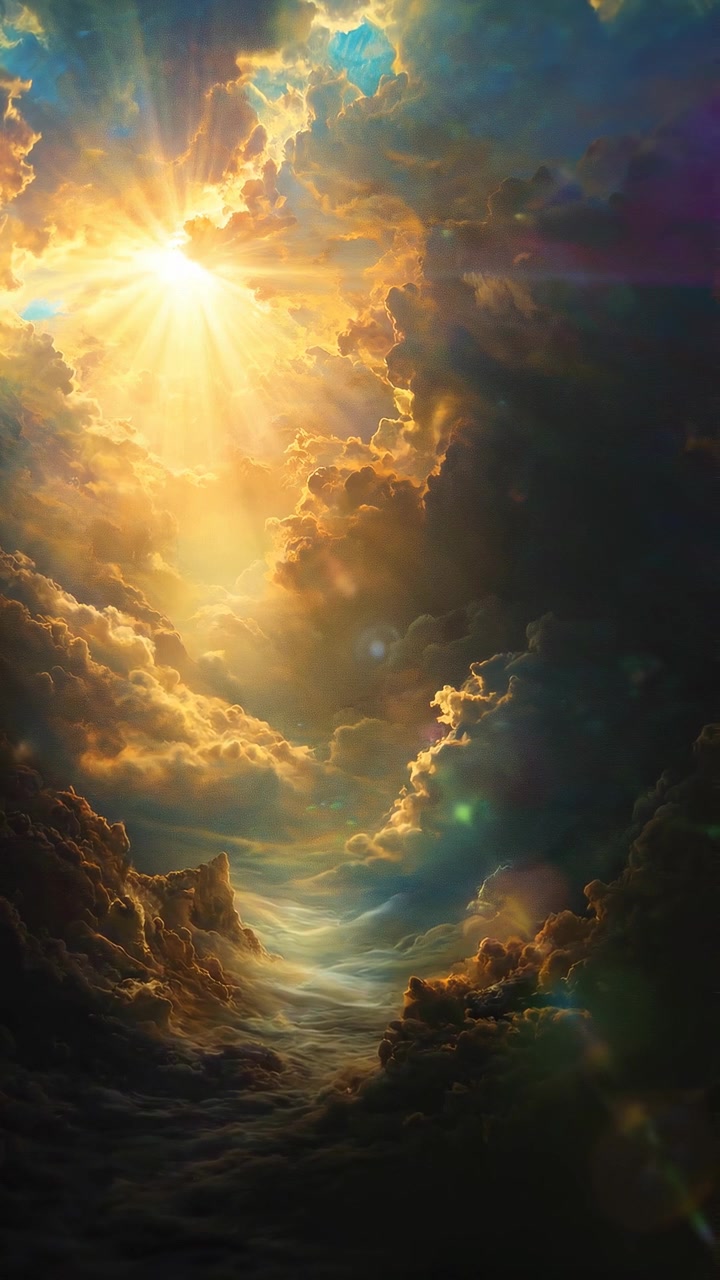 Golden Sunlight Streaming Through Dramatic Clouds in the Sky