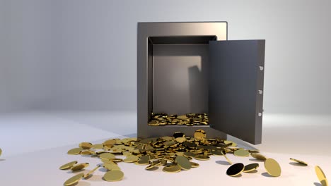Safe-vault-fall-spill-gold-coins-falling-spilling-valuable-win-land-landing-4K