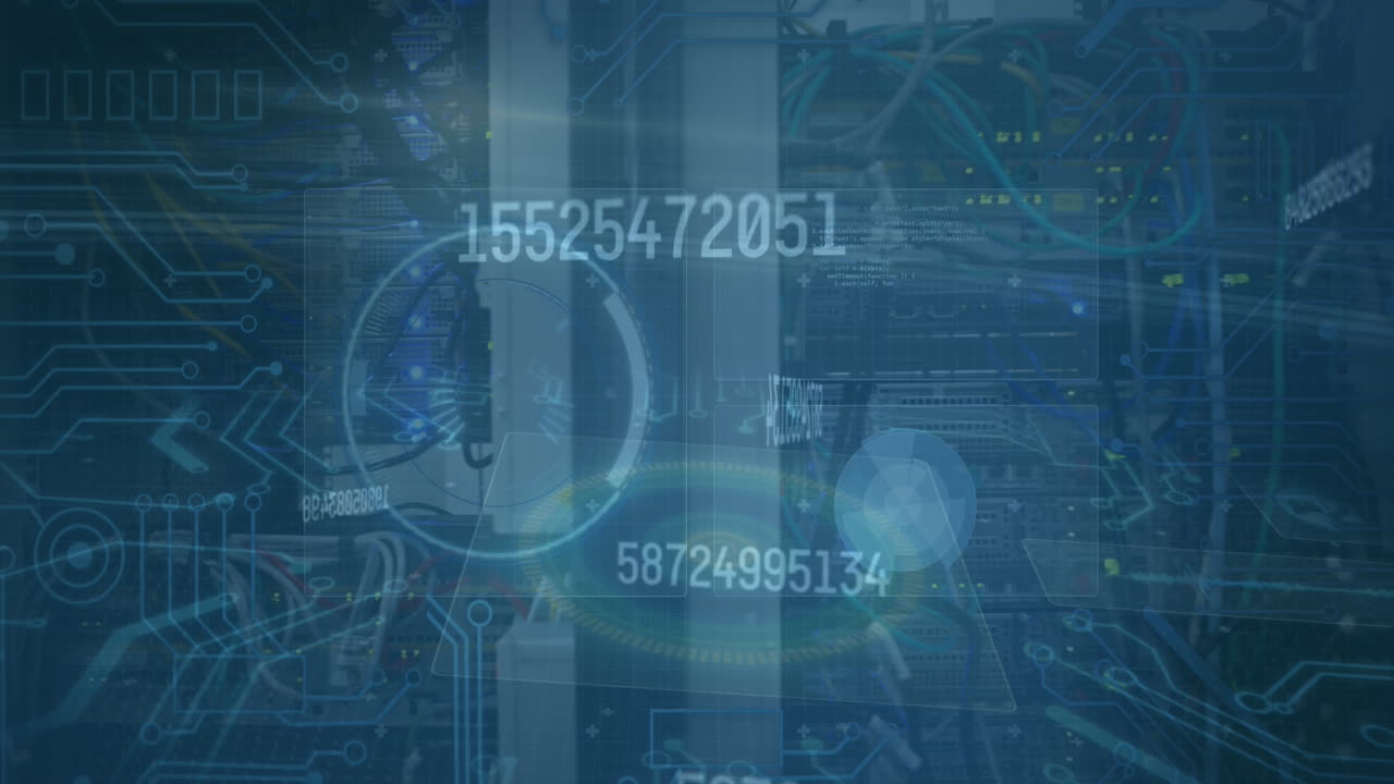 animación del escaneo de alcance sobre el procesamiento de datos y números