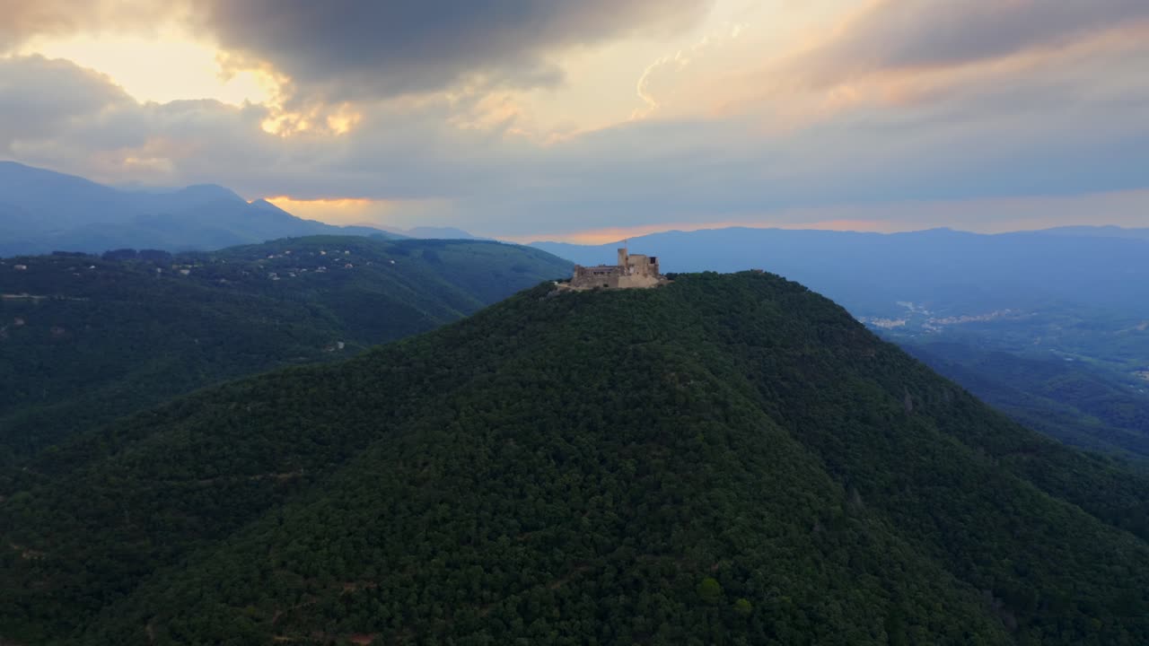 Stunning landscape of Catalonia and the montsouri castle monastery. Spain.