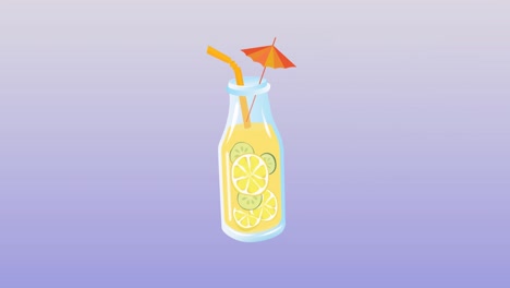animación de limonada en movimiento sobre fondo azul