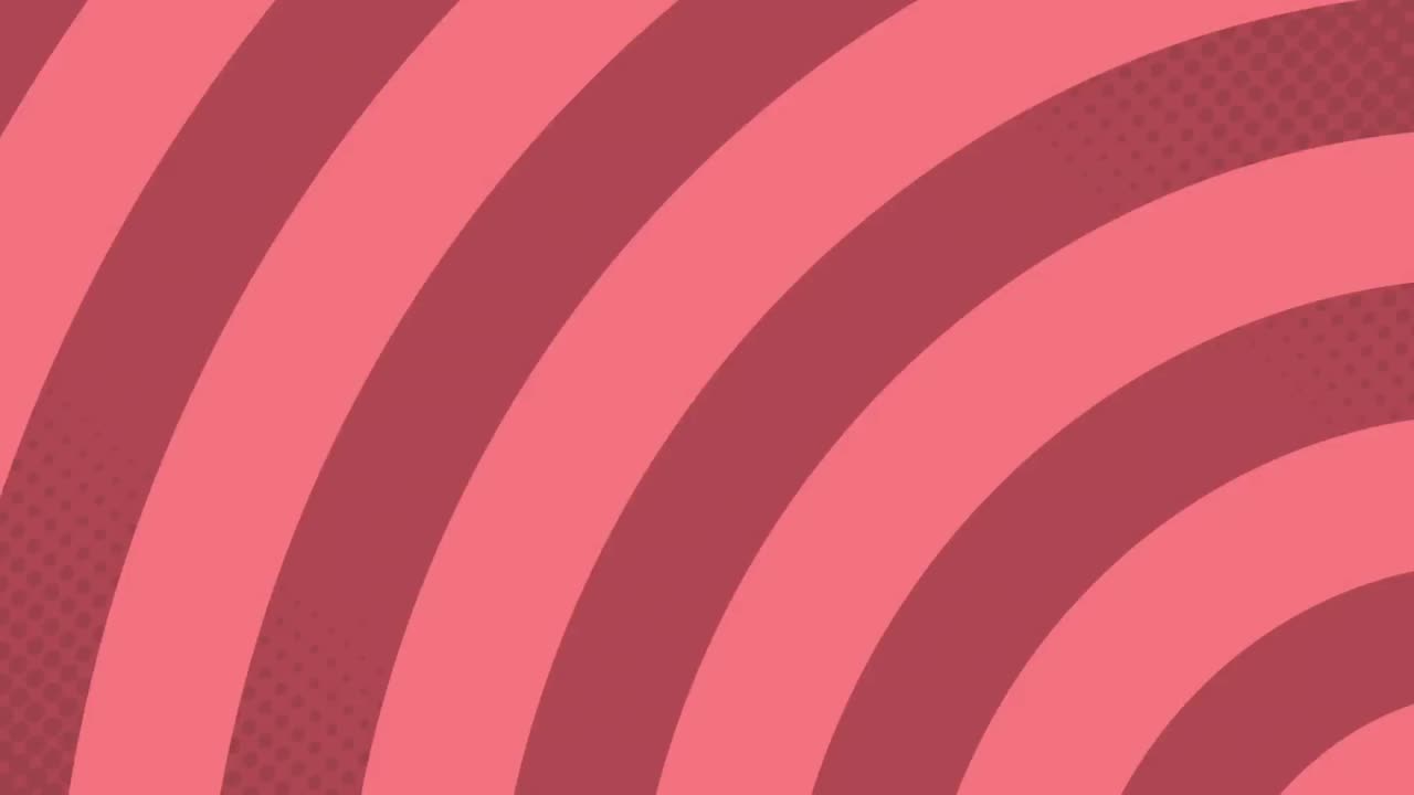 레트로 스피치 버블과 분홍색 원에 있는  텍스트의 애니메이션