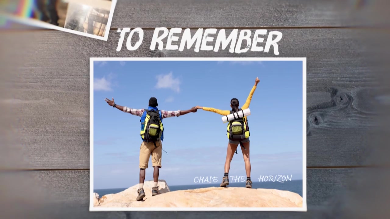 Collage fotografico dinamico di amici e coppie in viaggio e in esplorazione