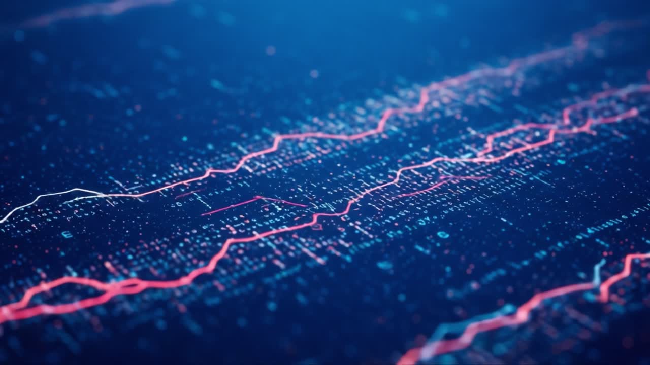 Dynamic Visualization of Data Streams with Vibrant Color Patterns Illustrating Complex Information Trends and Relationships in a High-Tech Environment