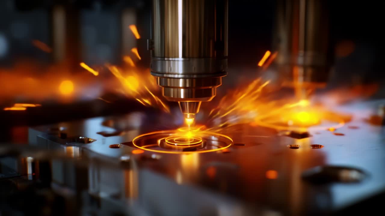 An Insight Into Modern Manufacturing: Precision Laser Technology at Work, Demonstrating the Intricate Process of Material Ablation in an Advanced Industrial Environment