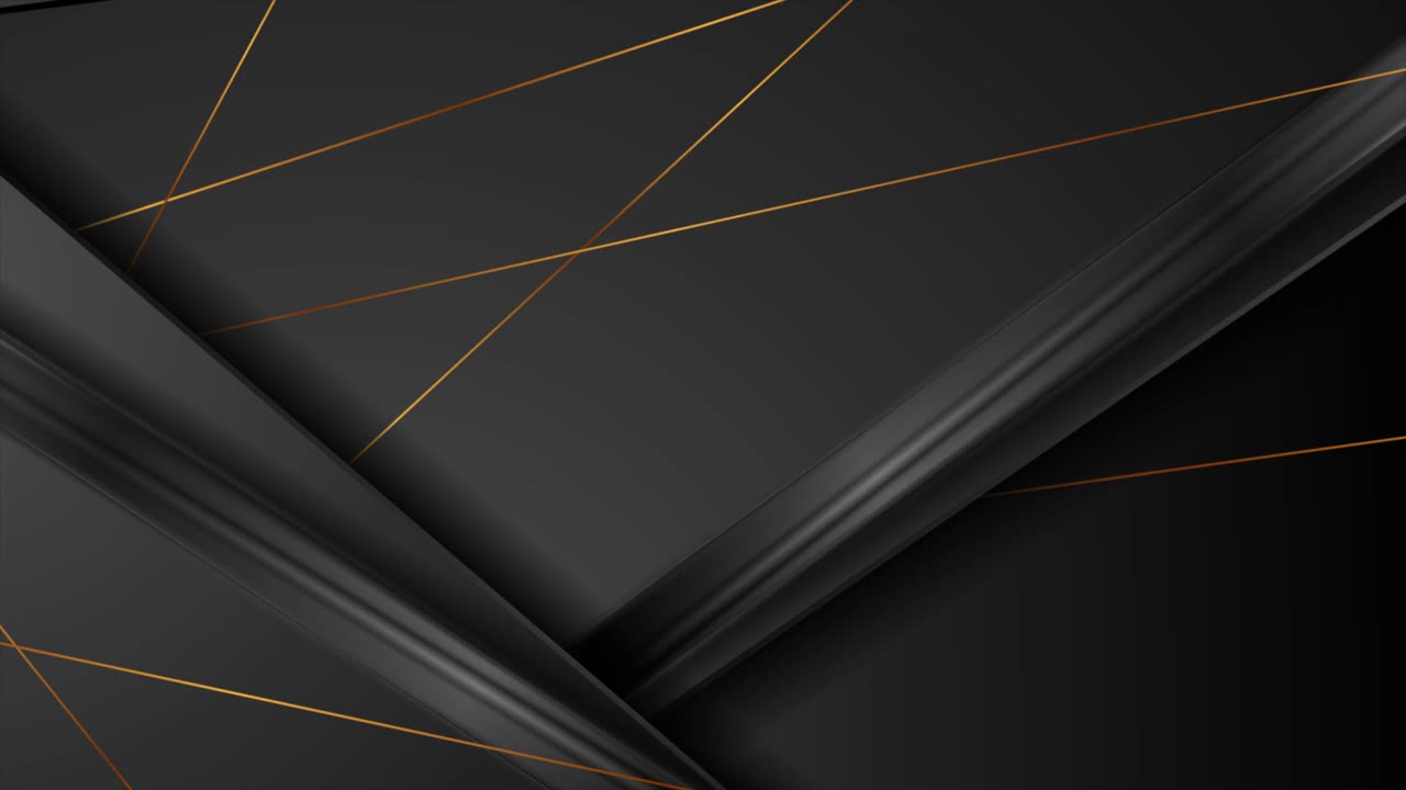 추상적인 검은색과 황금색 기하학적 기업 모션 배경
