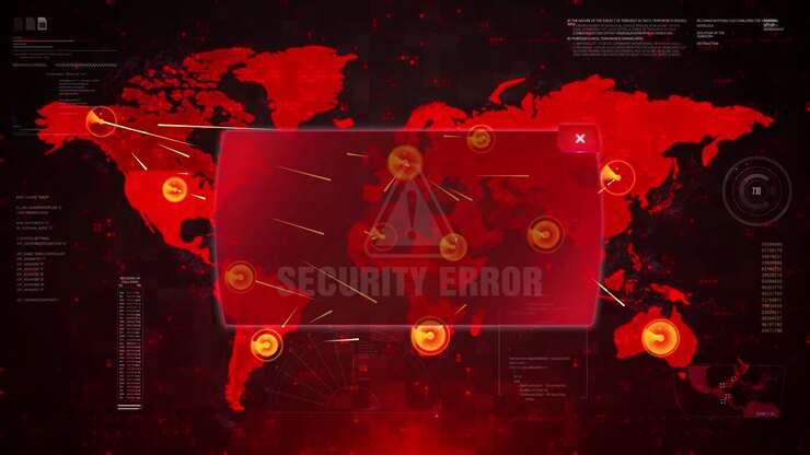 Global Security Error Alert on World Map