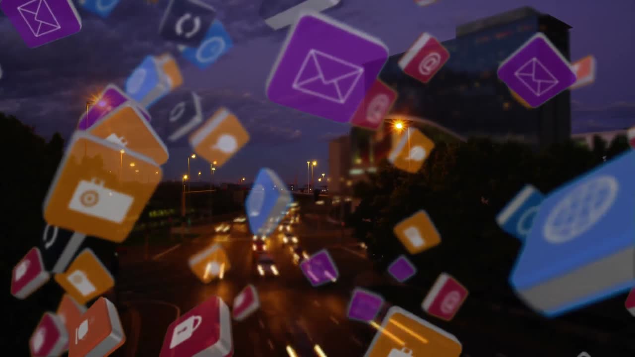 인터넷 기호가 앞으로 날아갑니다.